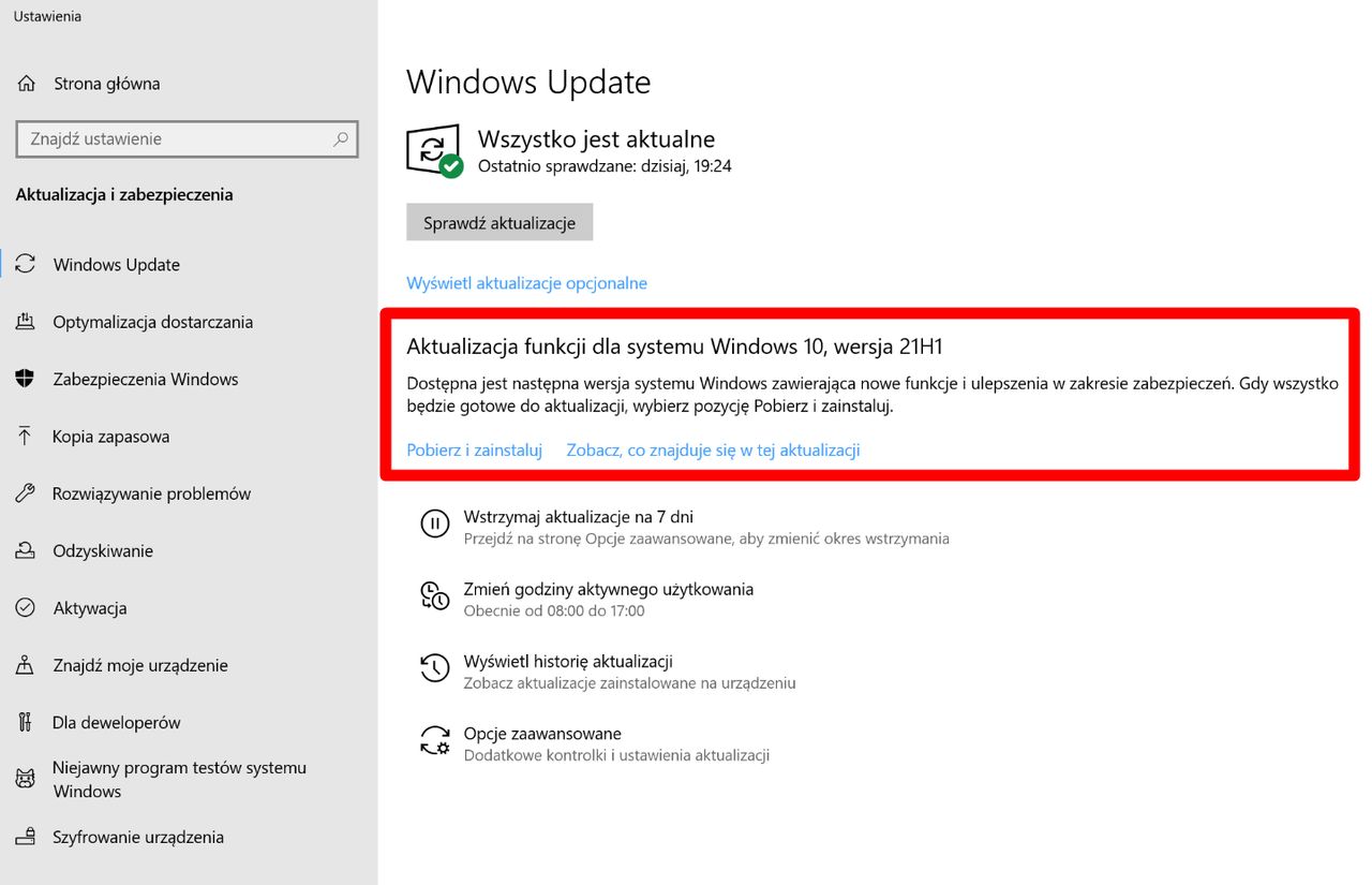 Windows 10 21H1 jest już dostępny do pobrania w niektórych komputerach.