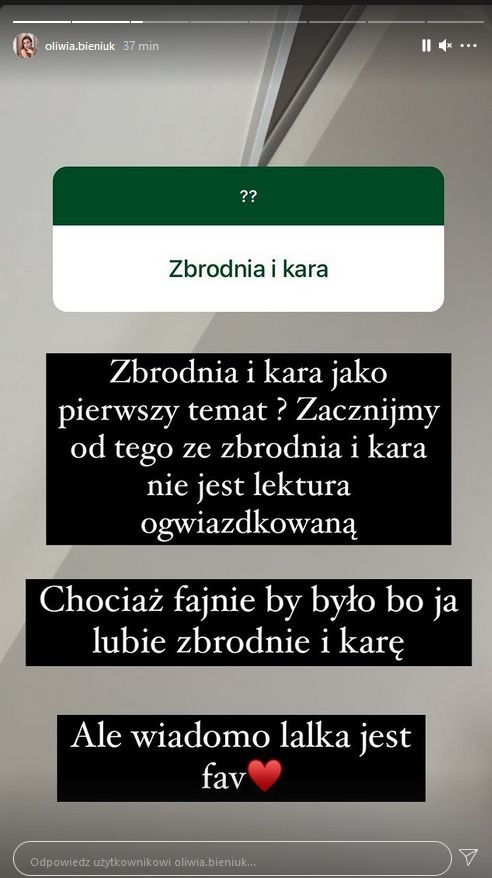 Oliwia Bieniuk szykuje się do matury