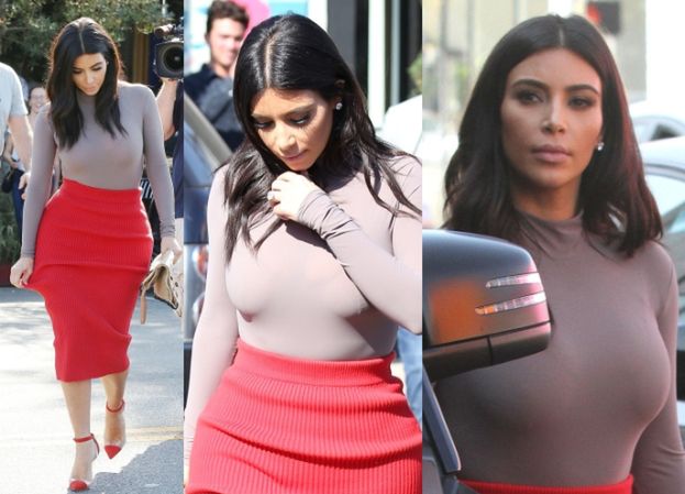 Kim Kardashian w BARDZO OBCISŁEJ bluzce... (ZDJĘCIA)