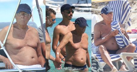 88-letni Giorgio Armani w towarzystwie młodszych kolegów relaksuje się na plaży Formentery (ZDJĘCIA)