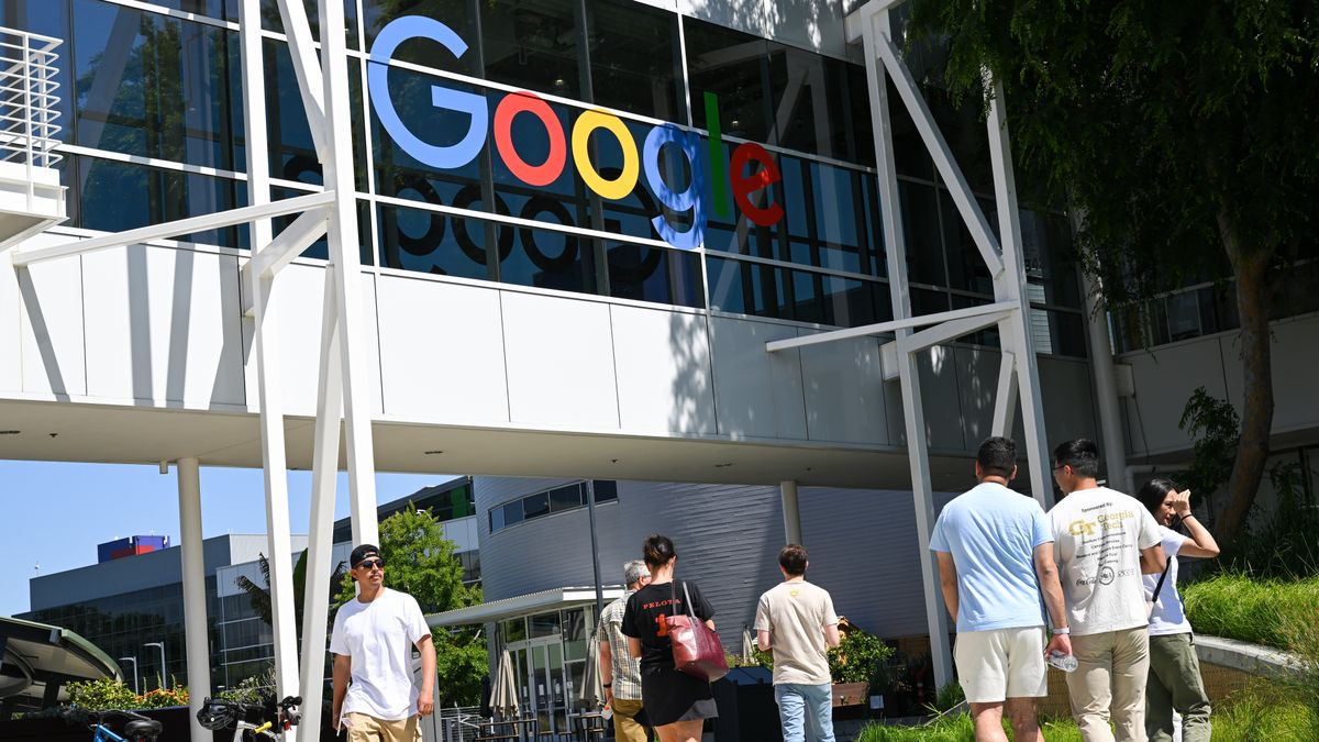 MOUNTAIN VIEW, CA - MAY 15: Visitors are seen at Google Headquarters in Mountain View, California, United States on May 15, 2023. (Photo by Tayfun Coskun/Anadolu Agency via Getty Images)