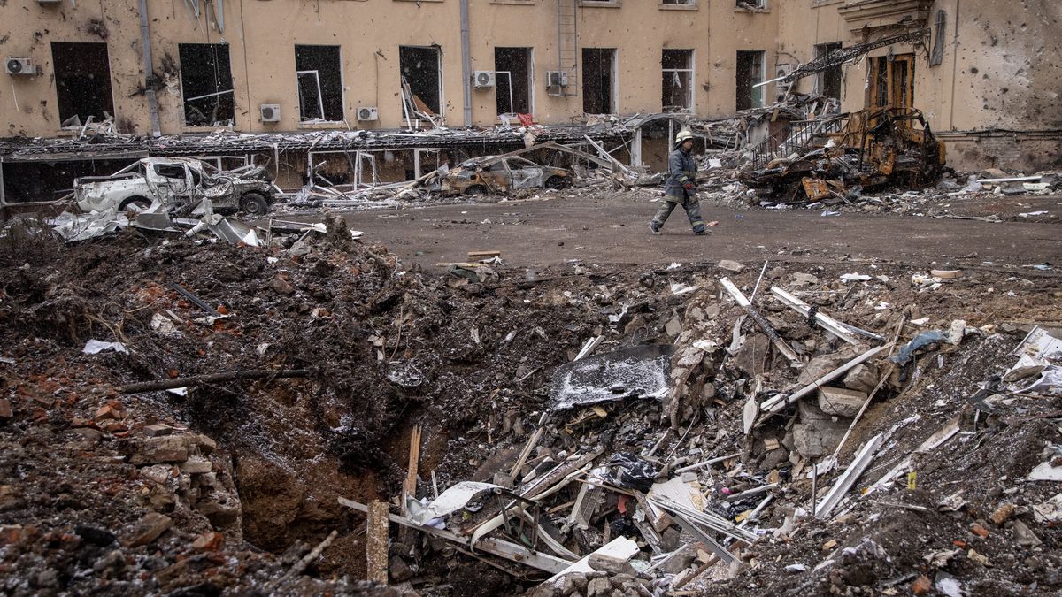 Zniszczenia w Charkowie w Ukrainie