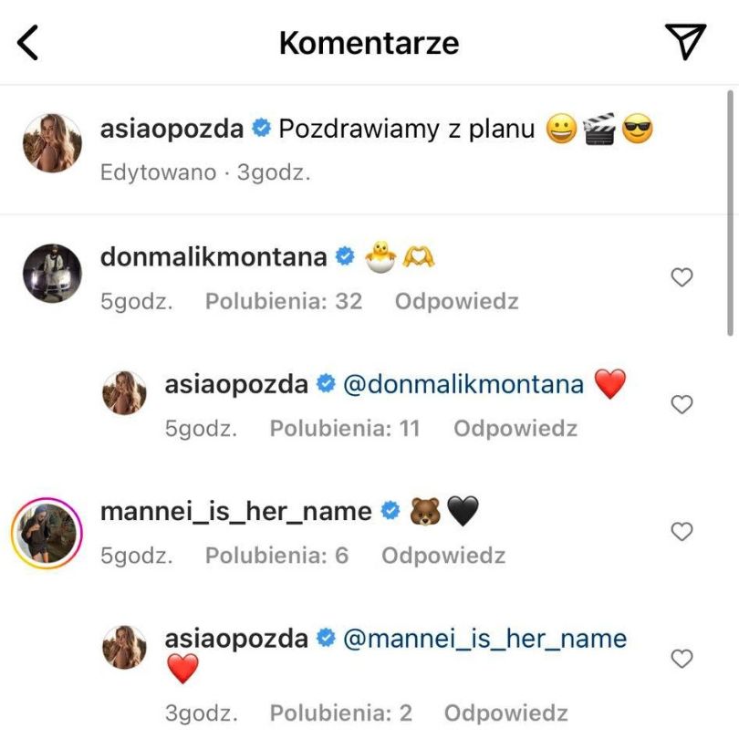 Joanna Opozda wymownie reaguje na komentarz Malika Montany