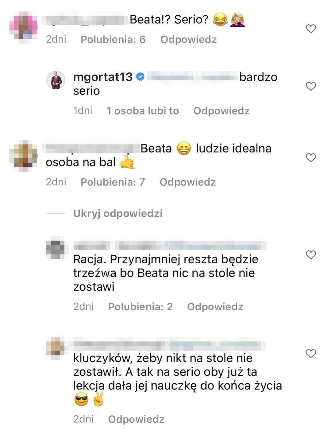 Komentarze pod ogłoszeniem Marcina Gortata