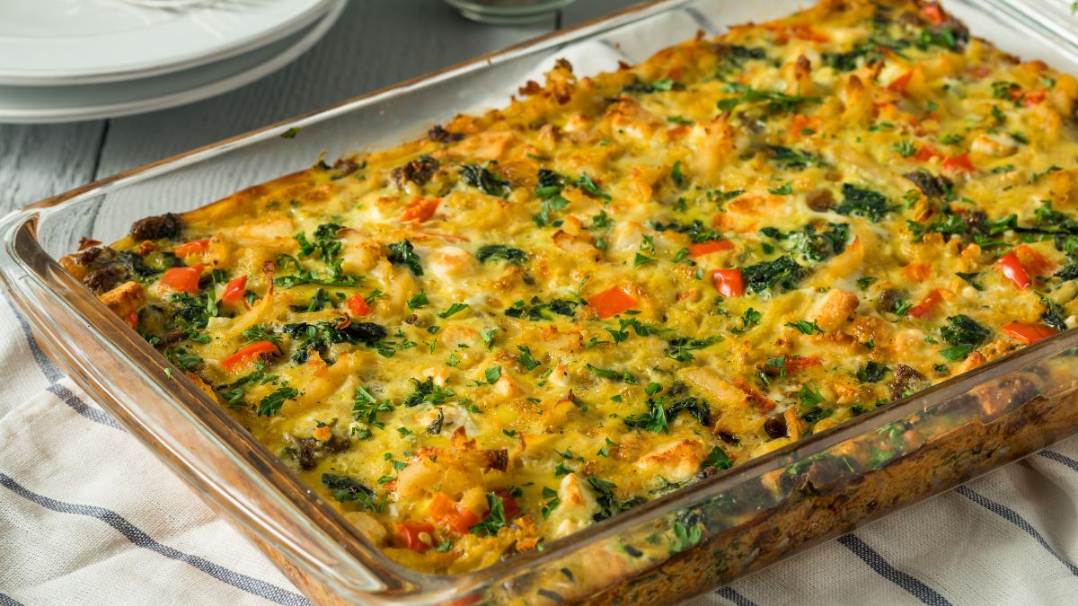 Śniadaniowy zapiekany omlet