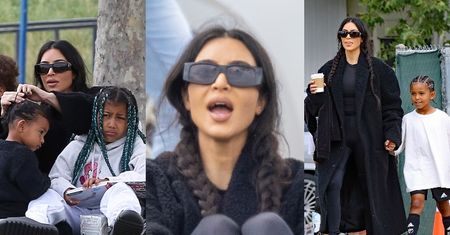 "Rozczochrana" i zaspana Kim Kardashian pilnuje dzieci na meczu piłki nożnej (ZDJĘCIA)