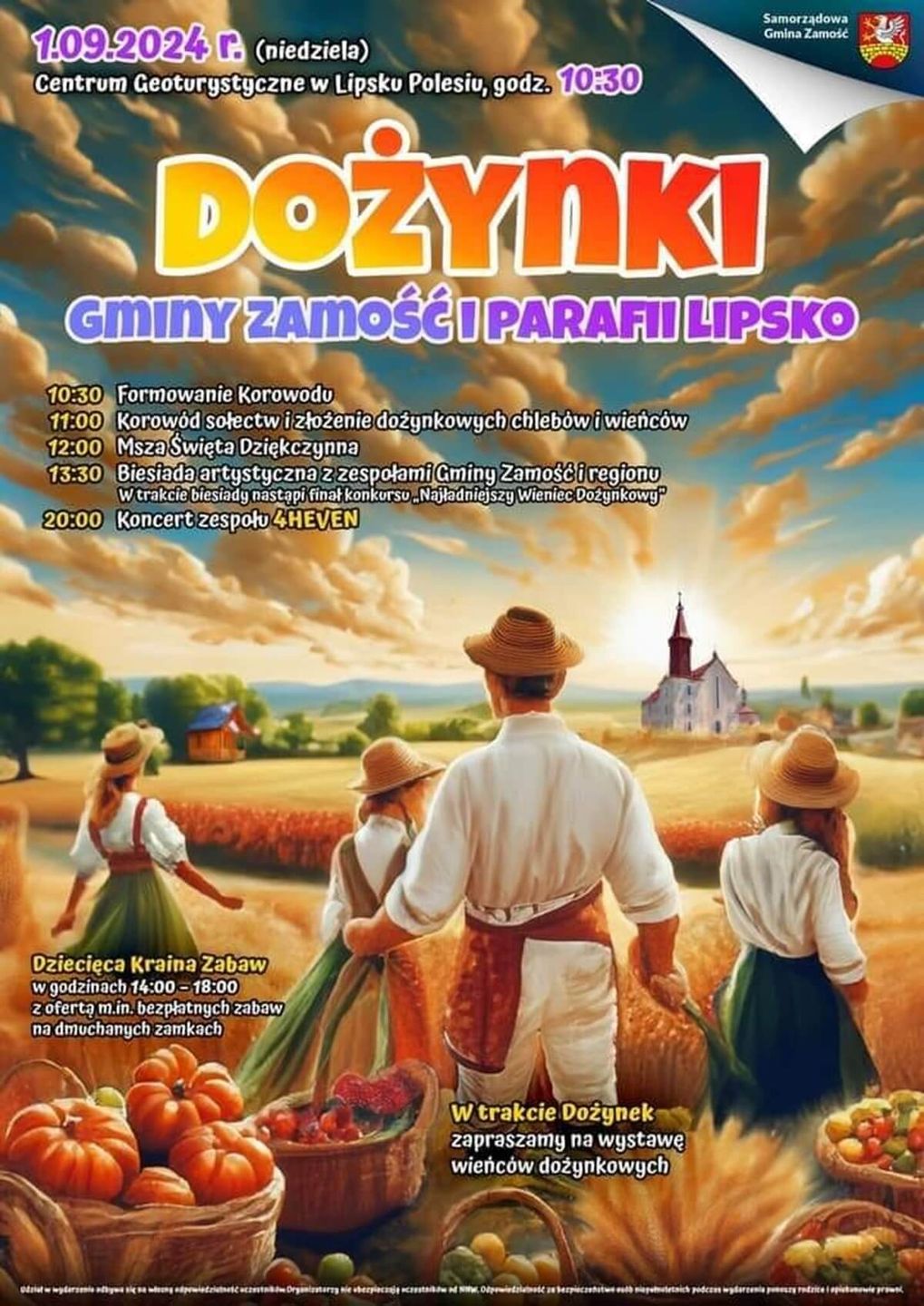 Dożynki w Lipsku Polesiu 2024 - plakat, program wydarzenia