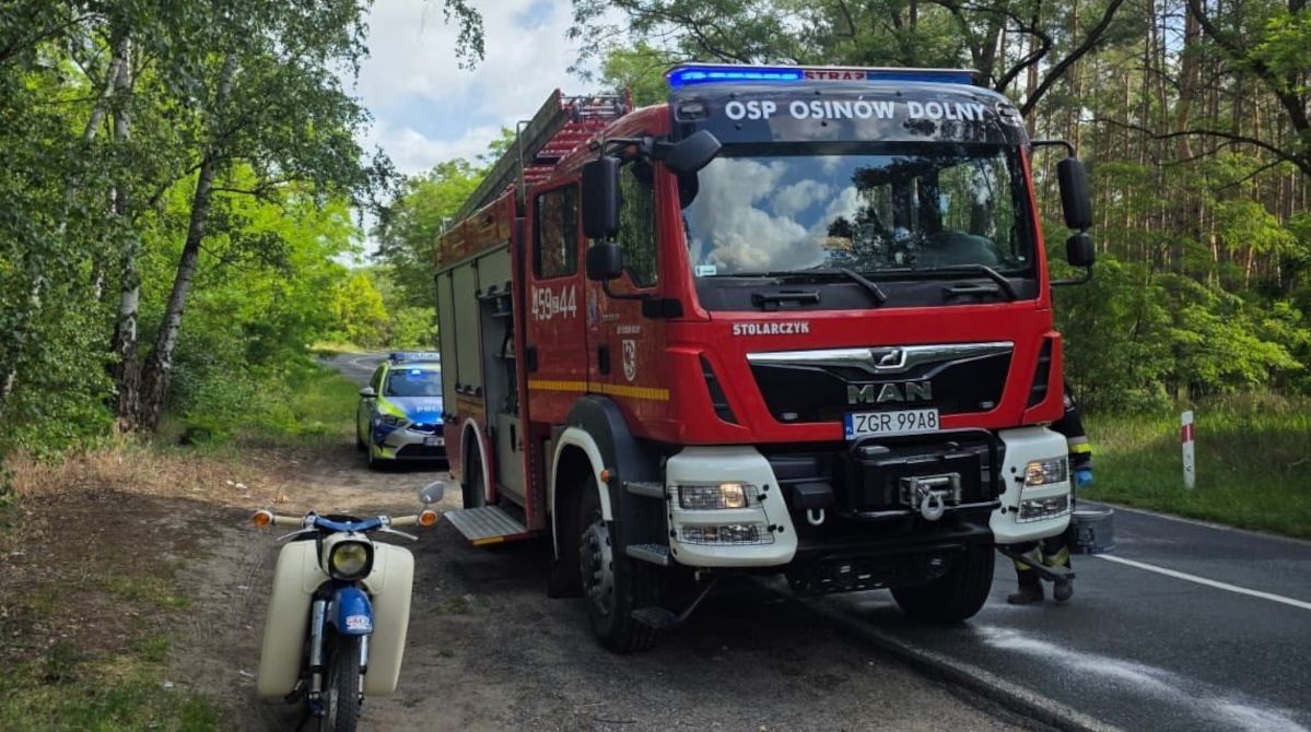 Wypadek motocyklisty w pobliżu Osinowa Dolnego. Interweniował śmigłowiec LPR