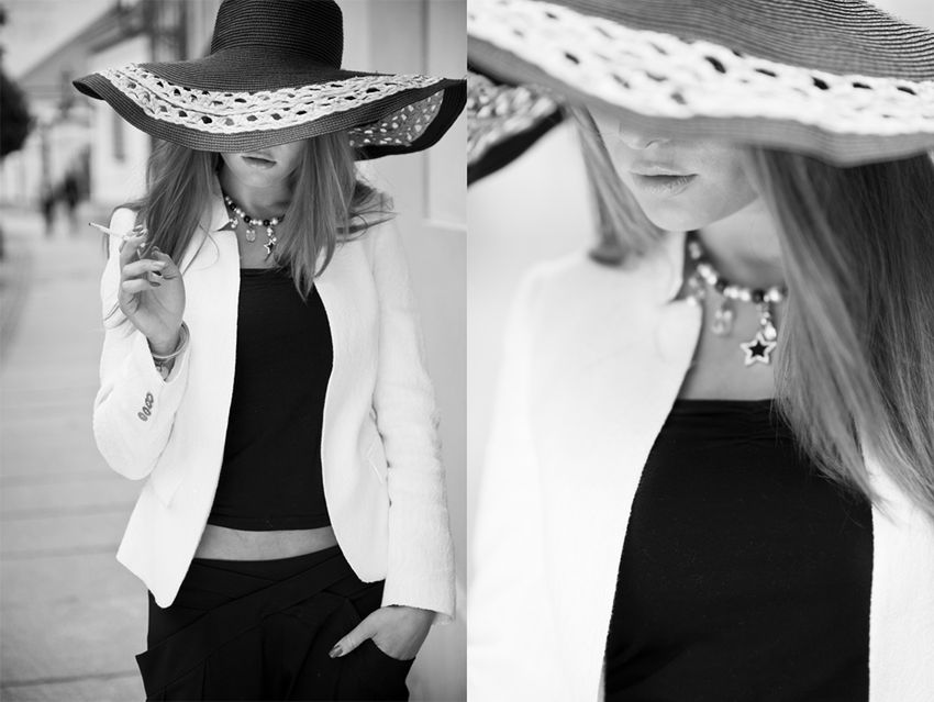 ©JK - kapelusz będzie świetnie uzupełniał kadr, zmiękczy też światło na twarzy. Mod. Martyna Jasińska/Fu-Ku