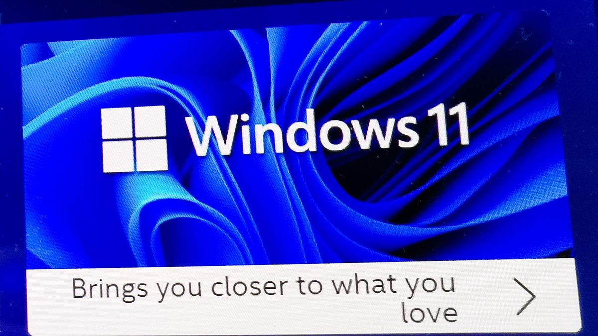 Windows 11 logo is seen on a laptop computer screen in a stroe in a shopping center in Krakow, Poland on January 11, 2023.  (Photo by Beata Zawrzel/NurPhoto via Getty Images)