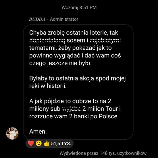 Budda zapowiedział, że rozda Polakom dwa mln zł