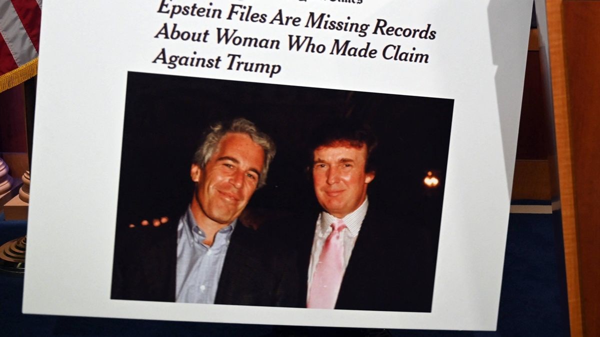 Plakat Epsteina i Trumpa.