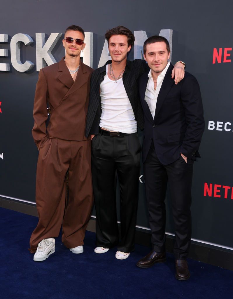 "Beckham" Premiere - Arrivals
LONDON, ENGLAND - OCTOBER 3:  Brooklyn Peltz Beckham, Romeo Beckham and Cruz Beckham attend the "Beckham" Premiere at The Curzon Mayfair on October 3, 2023 in London, England. (Photo by Mike Marsland/WireImage)
Mike Marsland
bestof, topix