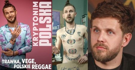 Antek Królikowski jednak w czymś zagrał! Jako "hipster wyznający zasadę POLIAMORII" poleca z plakatu: "TRAWKA, vege, polskie reggae"