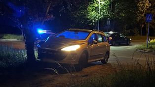 Peugeot uderzył w drzewo. Kierowca uciekł pieszo