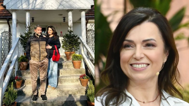 Katarzyna Pakosińska na wiosennym spacerze z mężem