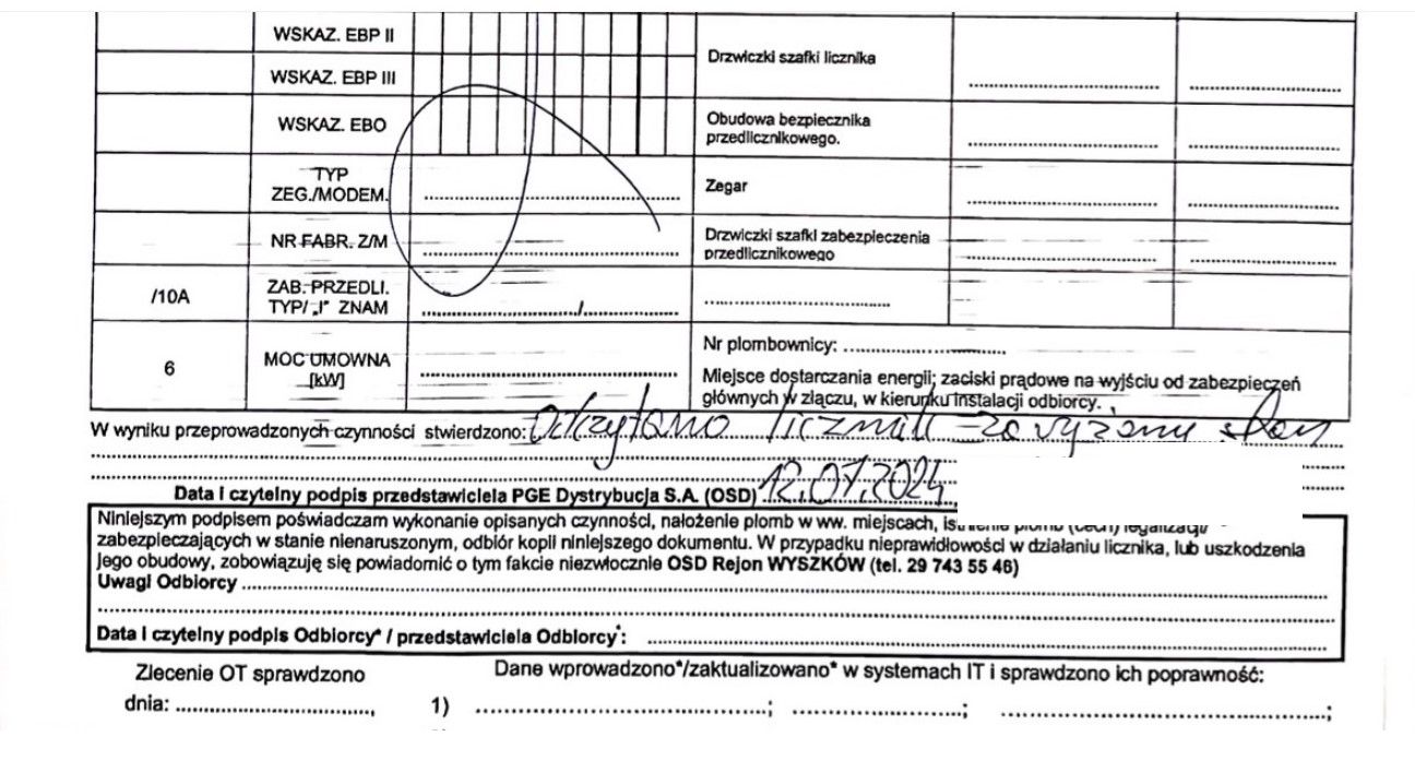 Pracownik OSD wskazał w raporcie, że licznik zawyża zużycie prądu
