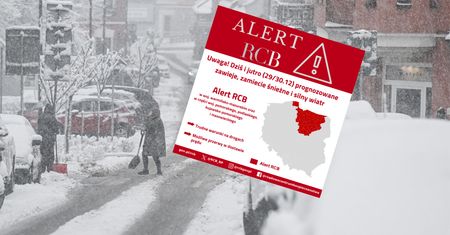 Nowy Alert RCB. Możliwe zamiecie śnieżne i przerwy w dostawie prądu