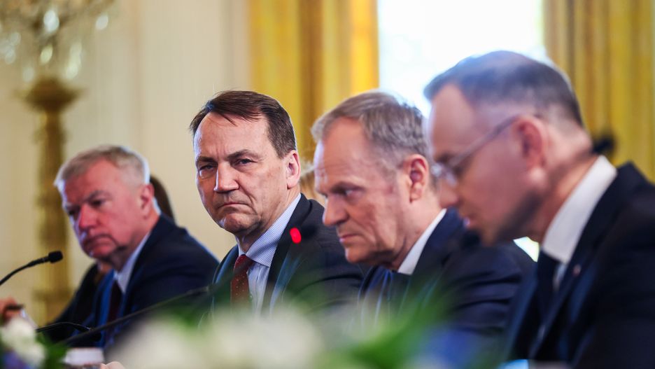 Minister Radosław Sikorski, premier Donald Tusk i prezydent Andrzej Duda