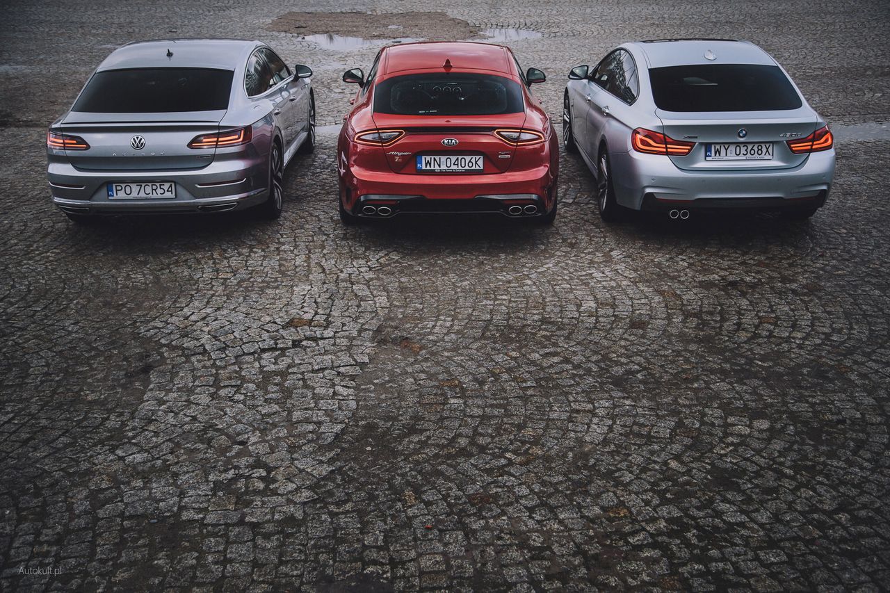 Volkswagen Arteon, Kia Stinger i BMW 4 Gran Coupé (fot. Filip Blank)