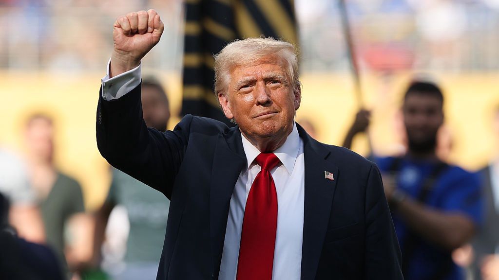 Chelsea FC v Paris Saint-Germain: Final - FIFA Club World Cup 2025
EAST RUTHERFORD, NEW JERSEY - JULY 13: U.S. President Donald Trump gestures following the FIFA Club World Cup 2025 Final match between Chelsea FC and Paris Saint-Germain at MetLife Stadium on July 13, 2025 in East Rutherford, New Jersey. (Photo by Alex Grimm/Getty Images)
Alex Grimm
topix, bestof