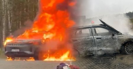 Płomienie objęły całe auto. Zaczęło się podczas kontroli policyjnej