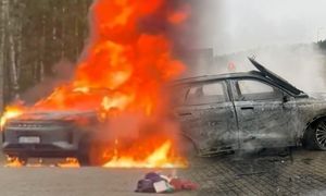 Płomienie objęły całe auto. Zaczęło się podczas kontroli policyjnej