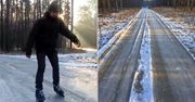 Gorzów Wlkp.: Na łyżwach przez las. Leśne drogi zamieniły się w lodowisko
