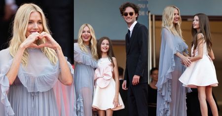 Sienna Miller promienieje na czerwonym dywanie w Cannes. Towarzyszył jej młodszy o 15 LAT partner i dorastająca córka (ZDJĘCIA)