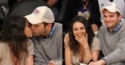 Zakochani Ashton Kutcher i Mila Kunis na meczu (ZDJĘCIA)