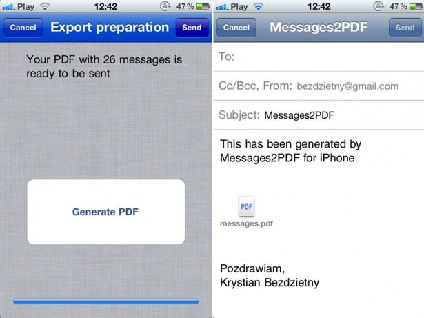 Eksportowanie wiadomości z iPhone'a do plików .PDF