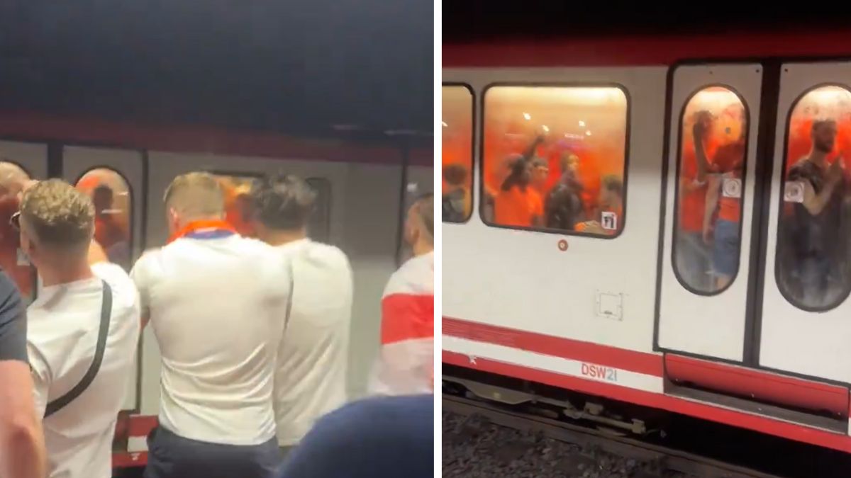 Angielscy kibice kpią z Holendrów w Dortmundzie