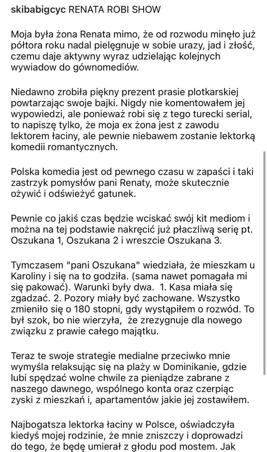Krzysztof Skiba odpowiada byłej żonie