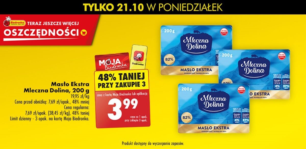 Promocja na masło w Biedronce - poniedziałek, 21.10