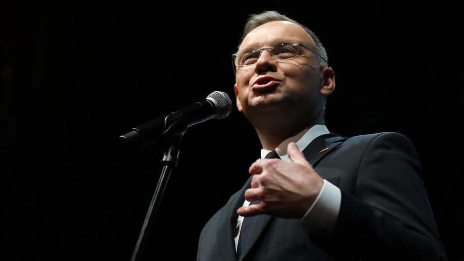 President of the Republic of Poland, Andrzej Duda, attends the Gala of the 35th Anniversary of the Scouting Association of the Republic of Poland (ZHR) at the Krakow Opera in Krakow, Poland, on November 17, 2024. The Scouting Association of the Republic of Poland (ZHR) is a scouting organization established in 1989. It refers to the ideological tradition of Polish scouting and is based on Christian values. (Photo by Klaudia Radecka/NurPhoto via Getty Images)