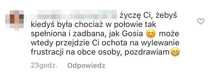 Małgorzata Rozenek odpowiada na kąśliwy komentarz internautki