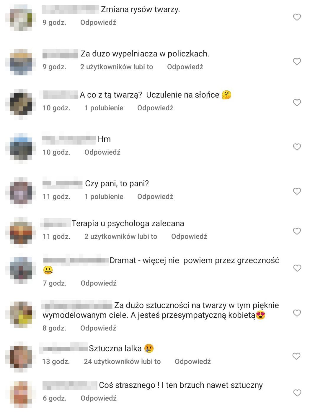 Komentarze pod postem Anny Wendzikowskiej 