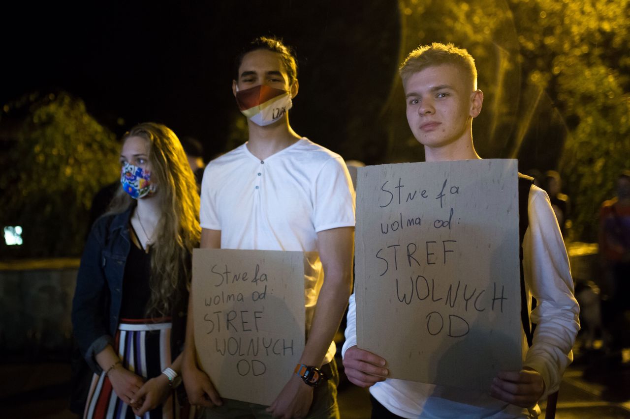 Protest przeciwko strefie wolnej od LGBT w Kraśniku (25.09.2020), fot. Wojciech Kozioł/Forum