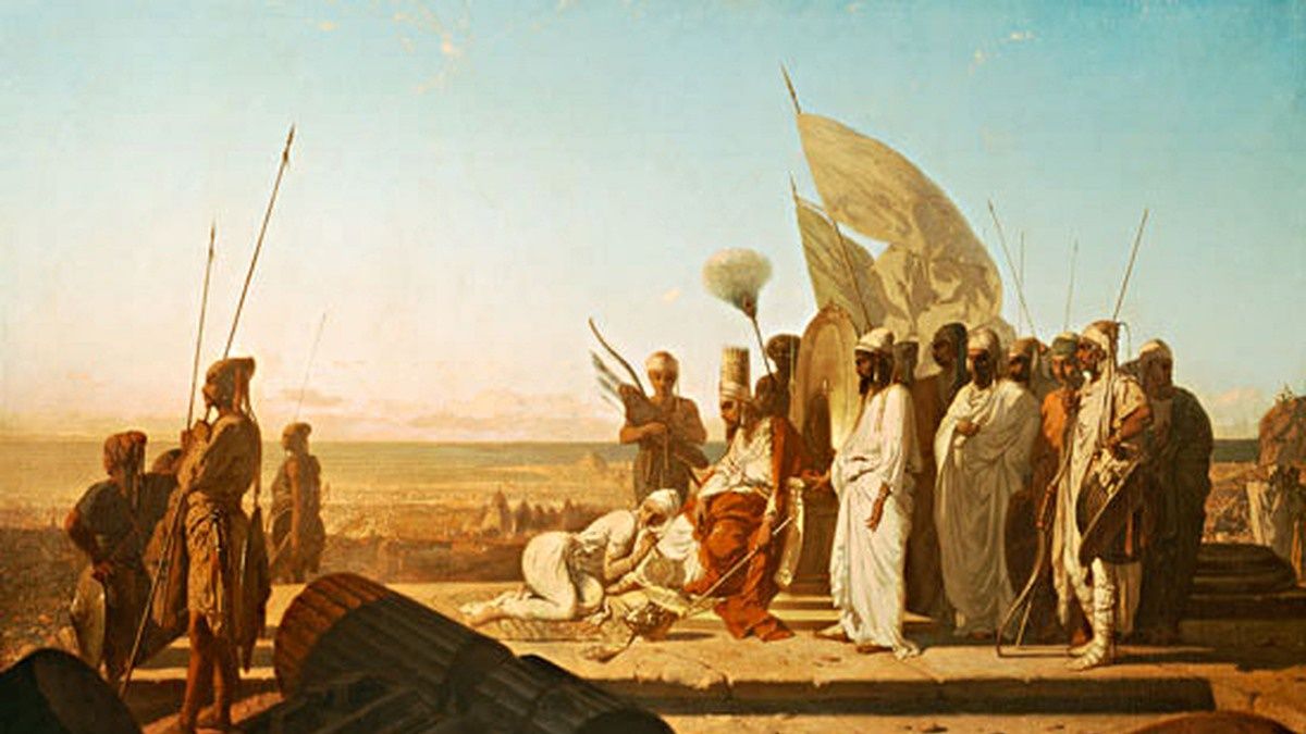 „Kserkses nad Hellespontem”, XIX-wieczny obraz Adriena Guigneta. Fragment.