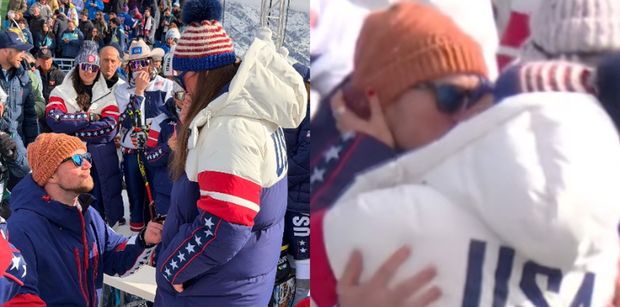 Zaręczyny na igrzyskach! Ukochany oświadczył się amerykańskiej narciarce przed TŁUMEM KIBICÓW (WIDEO)
