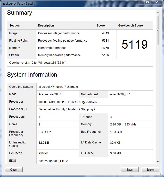 Acer Aspire TimelineX 3830T - test [część 2] 9