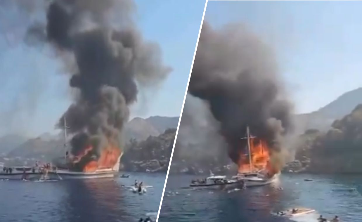 Fire on a yacht in Turkey