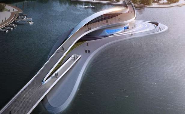 Projekt mostu dla pieszych w Wuxi Xidong (Fot. Gizmag.com)