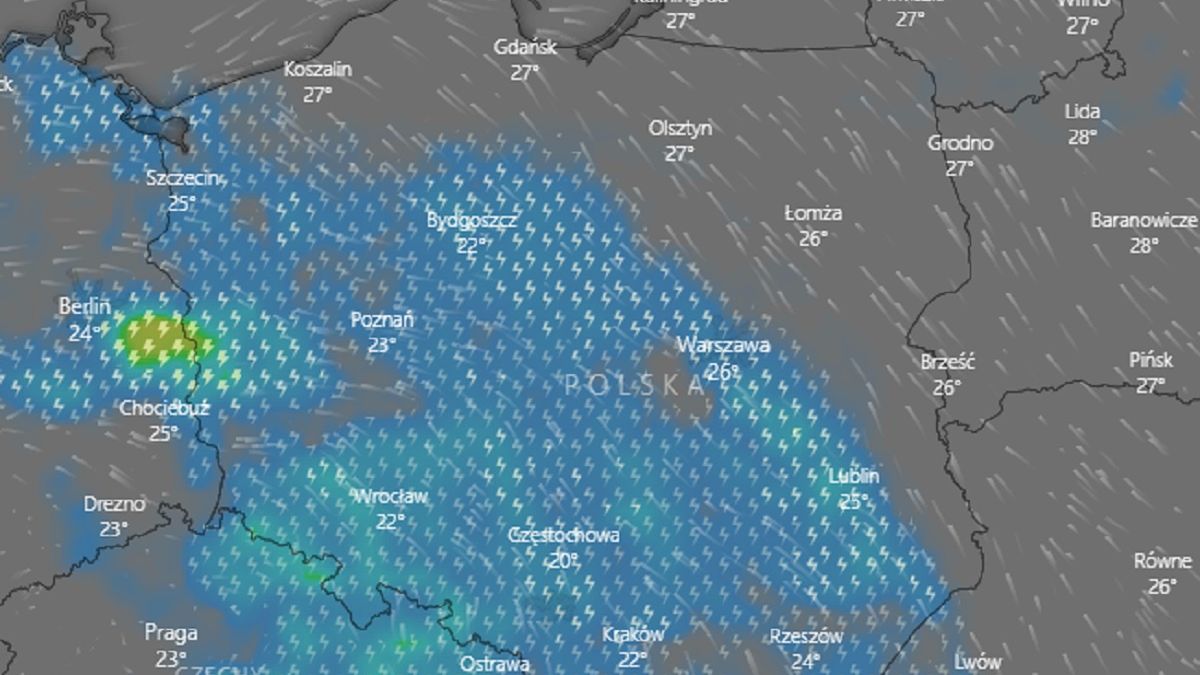 IMGW wydało ostrzeżenia przed burzami, silnym wiatrem i deszczem. 