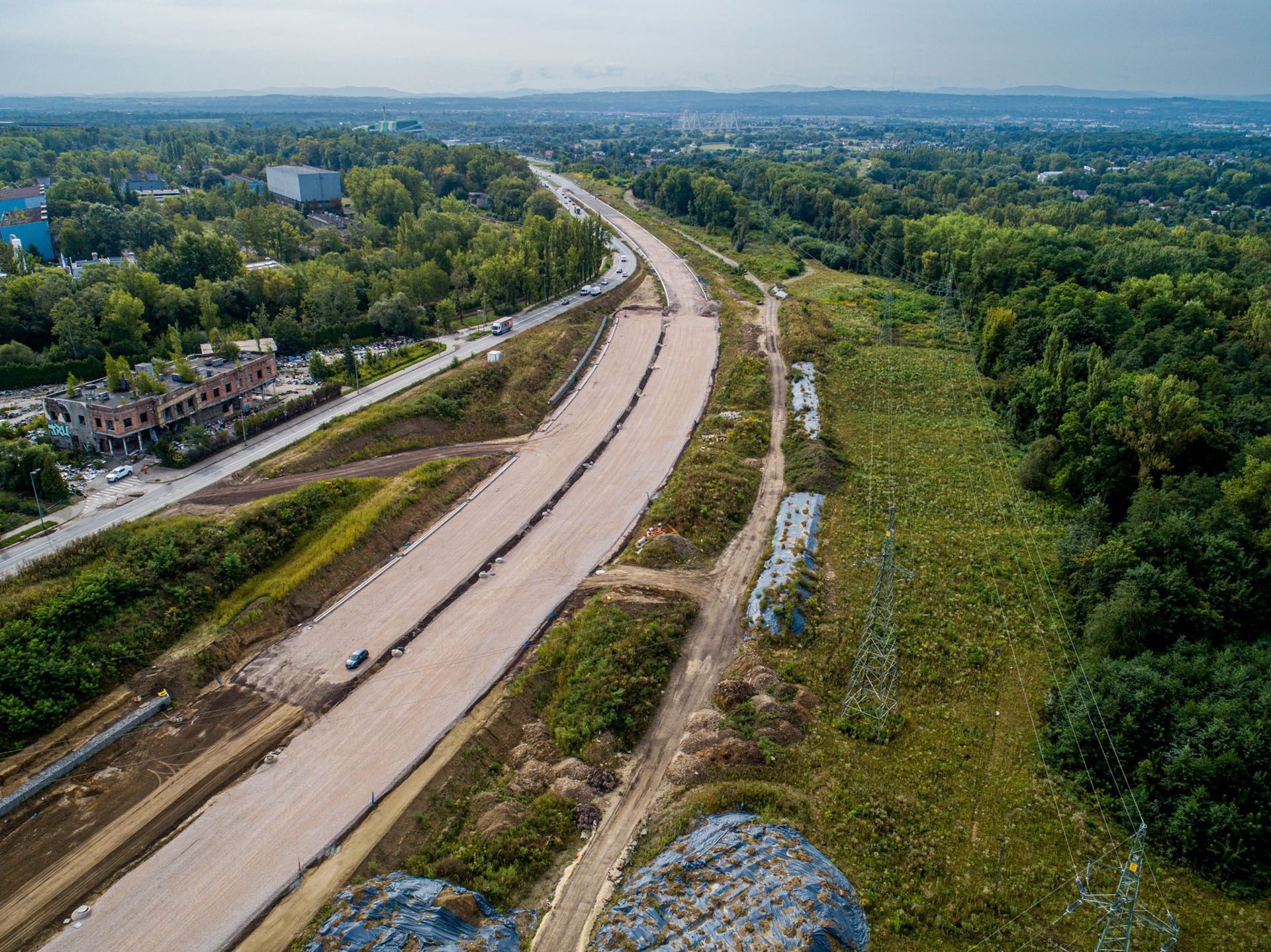 Budowa drogi S7 Widoma - Nowa Huta (sierpień 2024 r.)