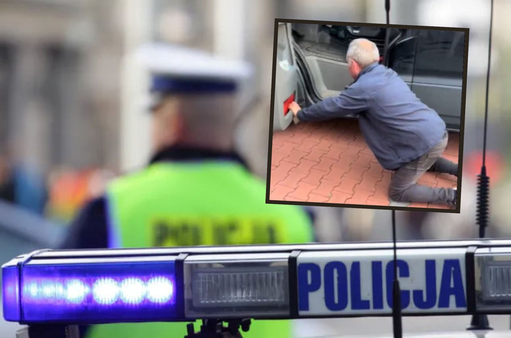 Pijany, na kolanach. Chciał prowadzić auto. Szokujące sceny w Szczecinie