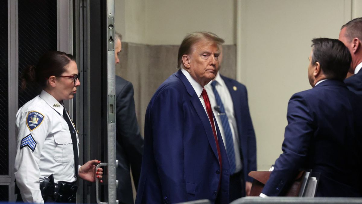 NEW YORK, NEW YORK - MARCH 25:  Former U.S. President Donald Trump leaves the court after a pre-trial hearing in a hash money case in criminal court on March 25, 2024 in New York City. Trump was charged with 34 counts of falsifying business records last year, which prosecutors say was an effort to hide a potential sex scandal, both before and after the 2016 election. Judge Juan Merchan is expected to set a new start date for the trial after it was delayed following the disclosure of new documents in the case. (Photo by Spencer Platt/Getty Images)
