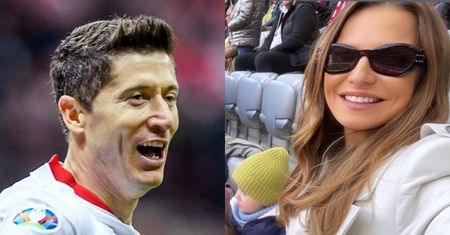 Anna Lewandowska z Klarą i Laurą żywo kibicują i machają Robertowi Lewandowskiemu z trybun (ZDJĘCIA)