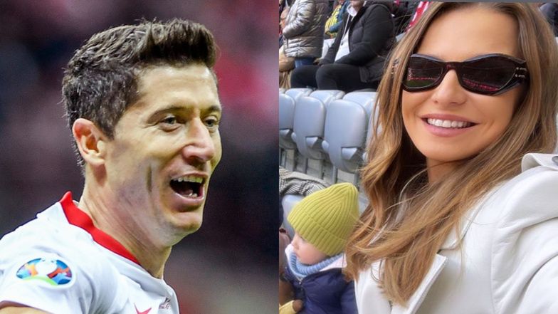 Anna Lewandowska z Klarą i Laurą żywo kibicują i machają Robertowi Lewandowskiemu z trybun (ZDJĘCIA)