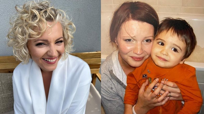 Dorota Szelągowska pozuje z synem Antonim